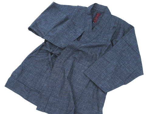 藍色縞作務衣（ピンチェック） (上着)｜笹倉玄照堂